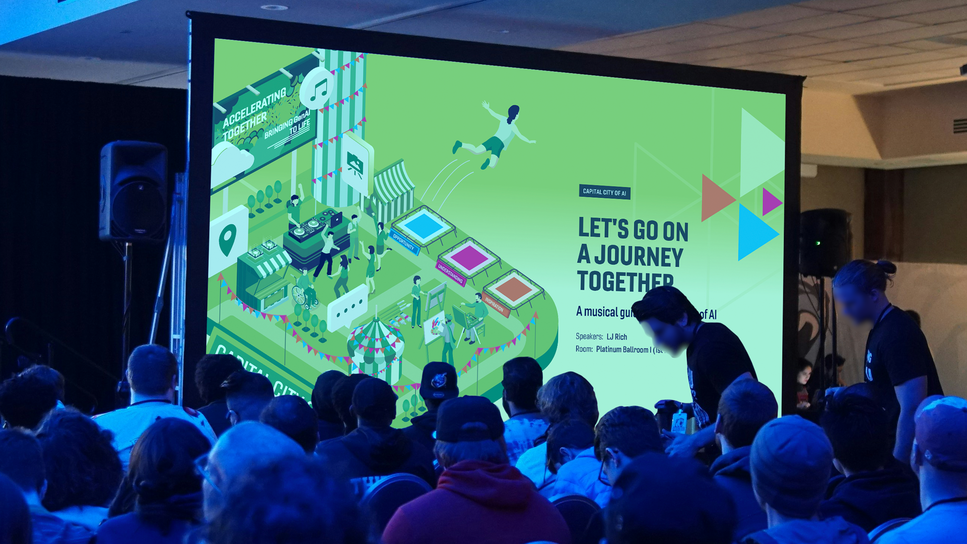 A crowd gathers for the event keynote