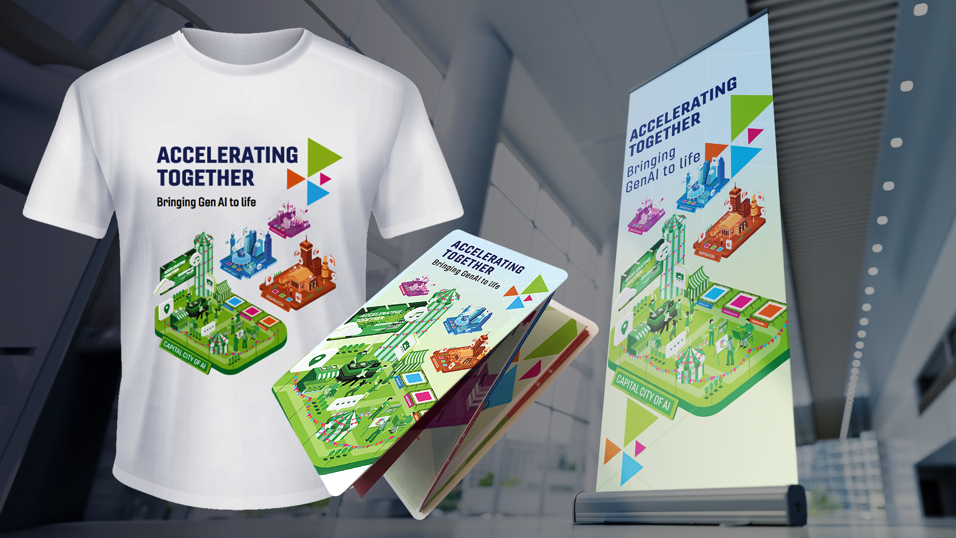 AI event T-shirts, flyers and banner design, created by The Inform Team